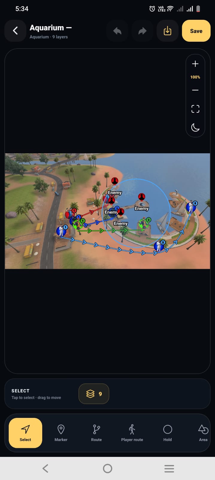 FF TACTIX tactical board showing a complete Aquarium rotation plan